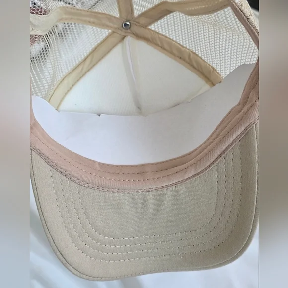 White and Tan Trucker Hat with Mama Tried Red Patch - Picture 3 of 5